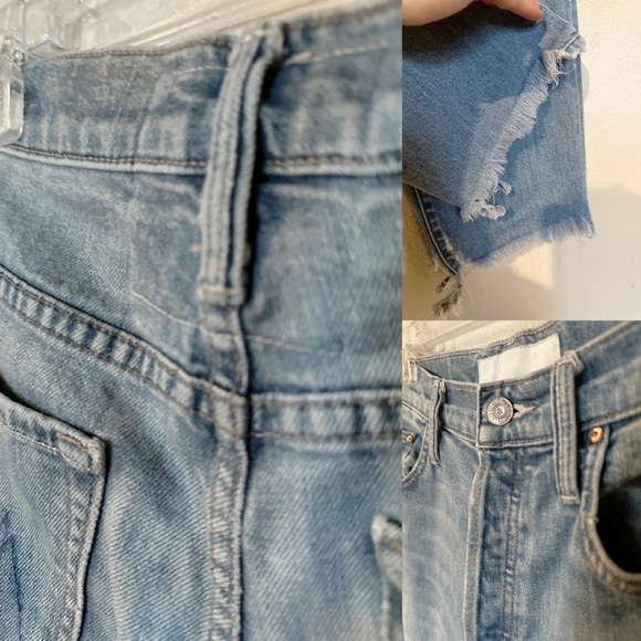 Mother Superior The Rambler Ankle Chew Post No Bills Blue Wide Leg Crop Jeans - Picture 13 of 17